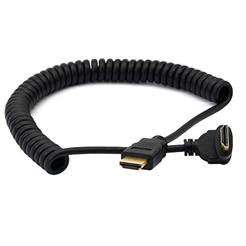 PNGKNYOCN Rechtwinkliges HDMI Spiralkabel, 90 Grad Stecker zu Stecker, Unterstützung 3D 1080P für Kamera, Monitor (Schwarz Nach Unten) von PNGKNYOCN