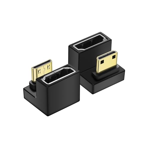 PNGKNYOCN U Form 8K Mini HDMI zu HDMI Adapter,2-Pack180 Grad nach unten biegen 48Gbps 2.1 Version Mini HDMI Stecker zu HDMI Buchse Konverter Adapter mit LED Licht (Down Bend) von PNGKNYOCN