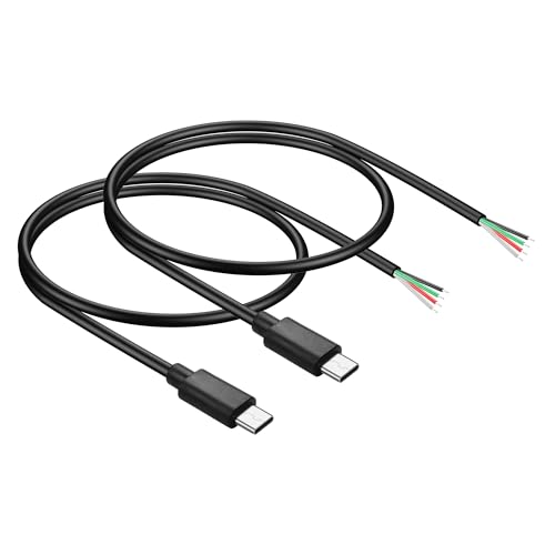 PNGKNYOCN USB C Pigtail Stromkabel, 2 Pack 5V USB Typ C Stecker auf 4 Adern Blankdraht Verlängerungsdatenkabel für USB C Geräte Installiert oder Ersatz Reparatur DIY Kabel（0.5M） (Male) von PNGKNYOCN