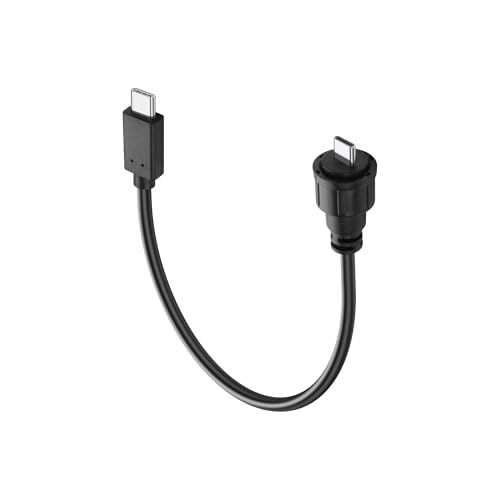 PNGKNYOCN USB C auf USB C Panel Mount Kabel, 480Mbps USB Typ C 2.0 Stecker auf Stecker mit staub- und wasserdichter Kappe für Auto Motorrad Boot Armaturenbrett（0.3M） von PNGKNYOCN