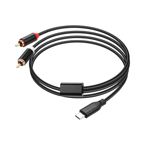 PNGKNYOCN USB C zu 2 RCA Audio Kabel, Typ-C zu 2 RCA Male Y Splitter Auto Stereo Kabel mit Chip für Auto Stereo Telefon Laptop Tablet Lautsprecher （1M/3.3FT） von PNGKNYOCN