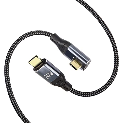 PNGKNYOCN USB C zu USB C Kabel 240W 0.5M,90 Grad PD3.1 5A USB C Superschnellladekabel aus Nylongeflecht, kompatibel mit 140W 100W Schnellladung, 480 Mbps Datenübertragung (Vertical Bend 0.5M) von PNGKNYOCN