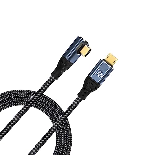 PNGKNYOCN USB C zu USB C Kabel 240W 2M,90 Grad PD3.1 5A USB C Superschnellladekabel aus geflochtenem Nylon, Kompatibel mit 140W 100W Schnellladung, 480 Mbps Datenübertragung (Vertical Bend 2M) von PNGKNYOCN