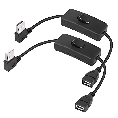 PNGKNYOCN USB mit Ein/Aus-Schalter kurzes Kabel, 2 Pack 1FT 90 Grad links & rechts Winkel aufgerüstet USB A 2.0 männlich zu weiblich Daten Stromschalter Kabel von PNGKNYOCN