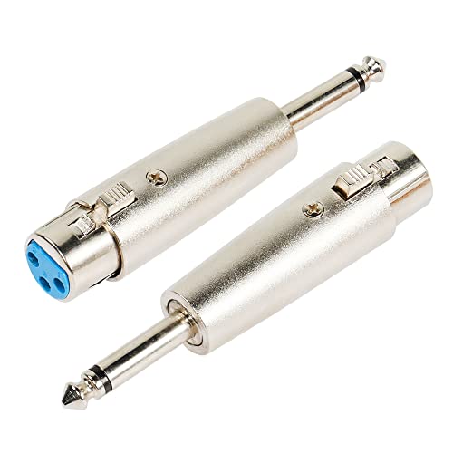 PNGKNYOCN XLR-auf-1/4-Zoll-Adapter, 6,35-mm-TS-Stecker auf XLR-Buchse, unsymmetrischer Audioanschluss für Mixer, Lautsprecher, Mikrofone und mehr (2er-Pack) von PNGKNYOCN