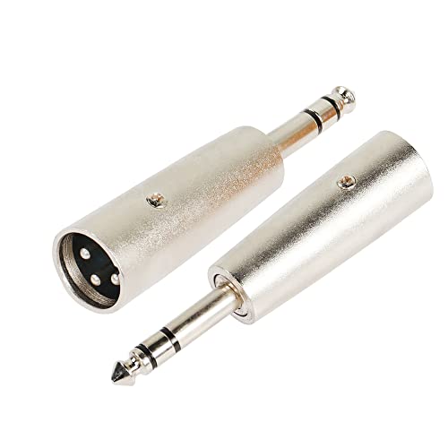 PNGKNYOCN XLR-auf-1/4-Zoll-Adapter，6,35mm-TRS-Stecker auf XLR-Stecker, symmetrischer Stereo-Audioanschluss für Mixer, Lautsprecher, Mikrofon und mehr (2er-Pack) von PNGKNYOCN