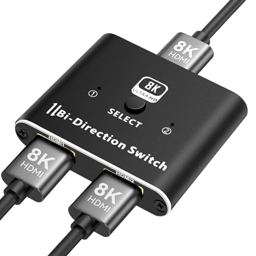 PNGOS HDMI Switch HDMI Splitter 8K@60Hz 4K@120Hz, HDMI 2.1 Switch, Aluminium Bidirektional HDMI Switcher 2 In 1 Out oder 1 In 2 Out HDMI Verteiler, HDMI Umschalter Unterstützt 8K 4K für PS5/TV PNGOS HDMI Switch HDMI Splitter 8K@60Hz 4K@120Hz, HDMI 2.1 Switch, Aluminium Bidirektional HDMI Switcher 2 In 1 Out oder 1 In 2 Out HDMI Verteiler, HDMI Umschalter Unterstützt 8K 4K für PS5/TV von PNGOS