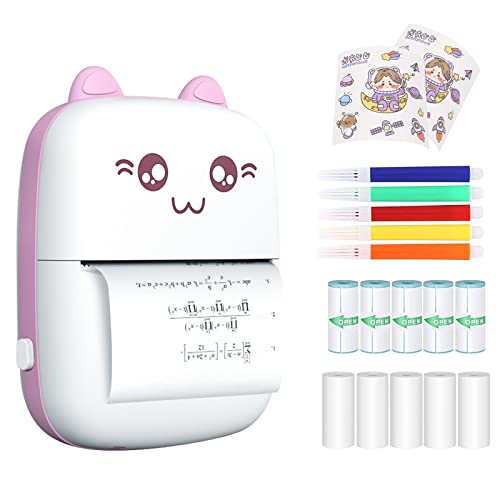 PNGOS Mobiler Drucker Bluetooth Drucker Handy, Inkless Thermodrucker Tragbarer Fotodrucker für Smartphone iPhone iOS&Android, für Journal, DIY-Aufkleber, Färbung, Memos(Rosa) von PNGOS