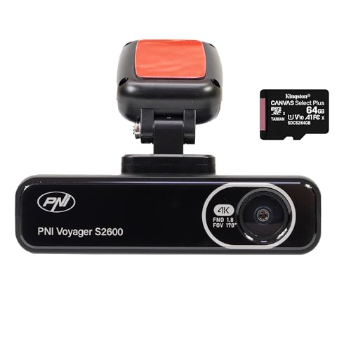 Auto-DVR-Kamera PNI Voyager S2600 WiFi, 4K Ultra HD, GPS und 64 GB microSD-Karte im Lieferumfang enthalten von PNI