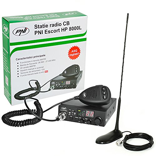 CB Funk Transceiver PNI Escort HP 8000L mit einstellbaren ASQ, 4W Tastensperre + CB Antenne PNI Extra 45 SWR 1.0 45cm hoch Glasfaser magnetische Halterung enthalten von PNI