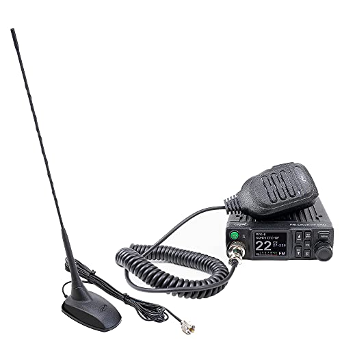 CB PNI Escort HP 8900 ASQ CB-Funkgerät, 12-24 V + CB PNI Extra 48 Antenne mit Magnetfuß, 12 V / 24 V Stromversorgung, HF-Verstärkung, Roger Beep, CTCSS-DCS, Dual Watch von PNI