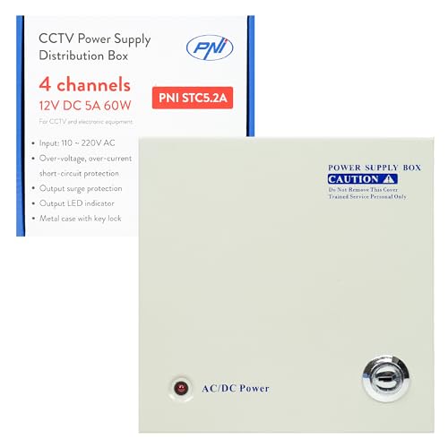 CCTV-Netzteil PNI STC5.2A, 12V, 5A, 60W, 4 Ausgänge, in Metallbox von PNI