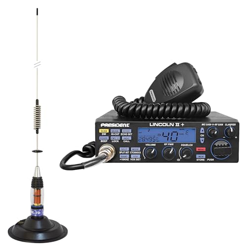 Kit Radio CB President Lincoln II + CB-Antenne PNI ML70, Länge 70 cm, 26-30 MHz, 200 W von PNI