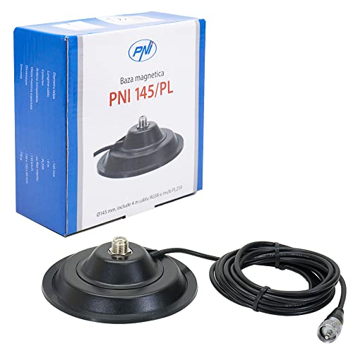 Magnethalterung für CB-Antenne PNI 145 / PL, 145 mm, 4 m RG58-Kabel und PL259-Stecker von PNI
