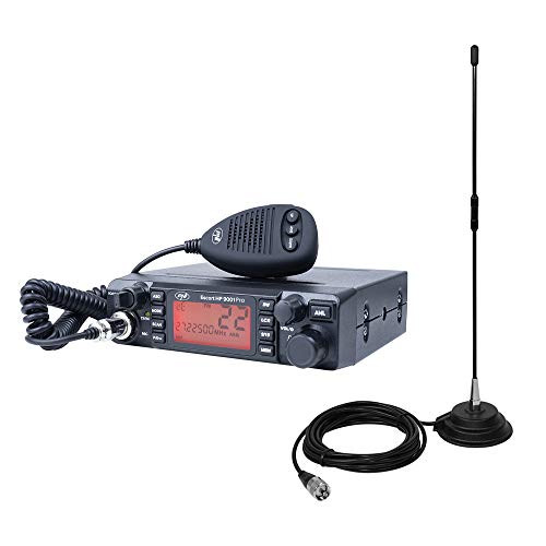 PNI CB Radio Escort HP 9001 PRO ASQ einstellbar, AM-FM, 12 V / 24 V, 4 W + CB-Antenne Extra 40 mit Magnet, 30 W, 26-30 MHz, SWR 1,0, Glasfaser von PNI