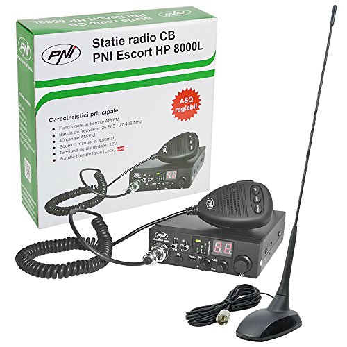 PNI CB funkgerät Kit CB Escort HP 8000L ASQ + CB-Antenne Extra 48, Zigarettenanzünder-Stecker im Lieferumfang enthalten von PNI