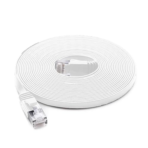 PNI Flaches Netzwerkkabel S/STP CAT8 U8200W, 2 x RJ45, 4 Adernpaare, 28AWG, Kupfer, 40 Gbit/s, 2000 MHz, 20 m, weiß von PNI