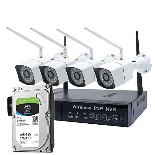 PNI House WiFi550 NVR-Videoüberwachungskit und 4 Wireless-Kameras, 1.0MP mit HDD 1 TB inklusive von PNI