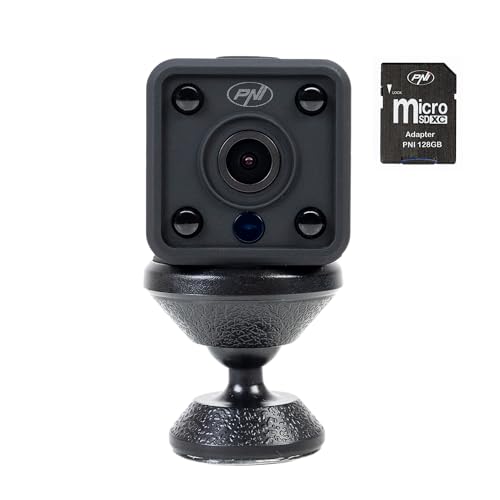 PNI SafeHome PT945M 1080P WiFi Mini Überwachungskamera Paket, Tuya Smart Control + 128GB MicroSD Speicherkarte mit SD Adapter von PNI