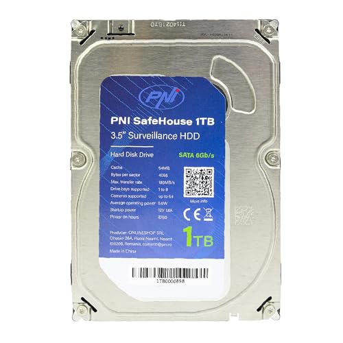 PNI SafeHouse 1TB Überwachungsfestplatte – 3,5” Interne HDD für CCTV-Systeme, 64MB von PNI