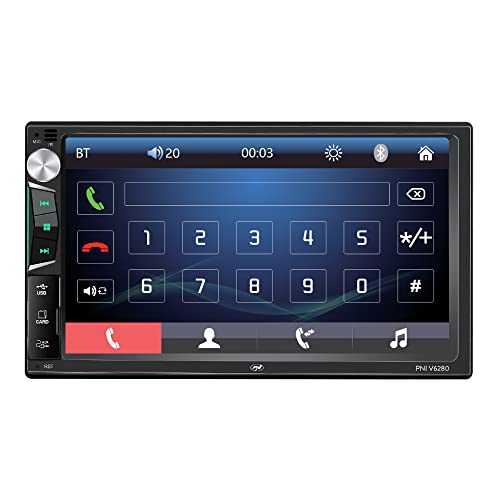 PNI V6280 Auto-Multimedia-Player mit Touchscreen, Bluetooth-Funktion, Mirror Link Android/iOS USB-Funktion, Micro-SD-Slot, AUX-Eingang, 2 DIN von PNI