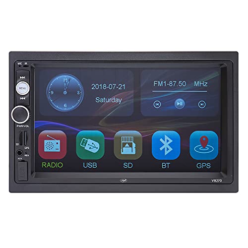 PNI V8270 2 DIN Multimedia-Navigation mit GPS MP5, 7 Zoll Touchscreen, UKW-Radio, Bluetooth, Mirror Link, AUX, USB, microSD von PNI
