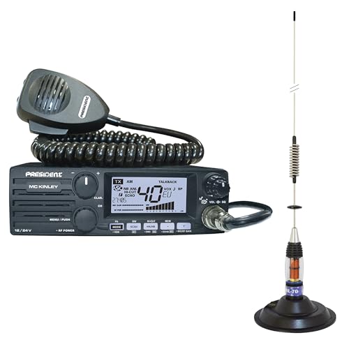 President MC Kinley ASC AM FM LSB CB-Funkgerät mit PNI ML70 CB-Antenne, 70cm, 26-30MHz, 200W - Multiband, VOX, Filter, SWR von PNI