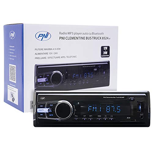 Radio MP3 Player Auto PNI Clementine Bus LKW 8524BT 4x45w, RDS, 12V / 24V 1 DIN cu SD, USB, AUX, RCA SI Bluetooth 24 Volt von PNI