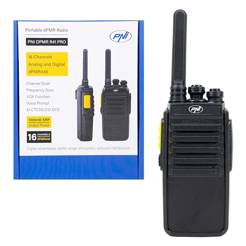Tragbare Radiostation PNI DPMR R41 PRO 0,5 W, 16CH, VOX, programmierbar, 1500 mAh, Kopfhörer mit Mikrofon im Lieferumfang enthalten von PNI