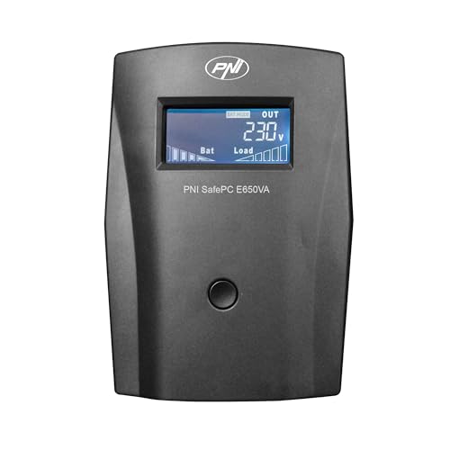USV Stromversorgung PNI SafePC E650VA Unterbrechungsfreie Stromversorgung - 2 Schuko-Ausgänge - Leistung 650 VA, Leistung 390 W, 1.8 A, LCD-Bildschirm USV von PNI