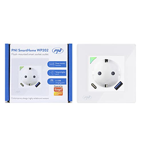 Wlan steckdose mit USB PNI SmartHome WP202 WiFi Smart steckdose Alexa, Smart Wlan USB Steckdose, USB Anschluss Und USB C, Unterputz Steckdose, steckdose Alexa, steckdose Google Home, 12v steckdose von PNI