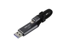 PNY Duo-Link 3.0, 64 GB, USB Type-A / Lightning, 3.2 Gen 1 (3.1 Gen 1), Ohne Deckel, Grau von PNY Technologies