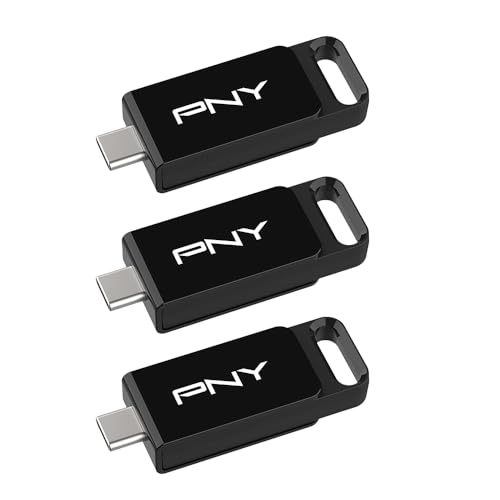 PNY 3er-Pack 128 GB Elite™ Type-C® USB 3.2 Flash-Laufwerk – Bis zu 120 MB/s Lesen und bis zu 10x schnelleres Schreiben als USB 2.0, zuverlässiges Design, langlebig und tragbar, Type-C-Anschluss von PNY