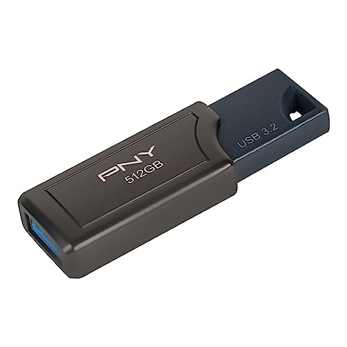 PNY 512GB PRO Elite V2 USB 3.2 Gen 2 Flash-Laufwerk, bis zu 600 MB/s Lesegeschwindigkeit, Dunkelgrau von PNY