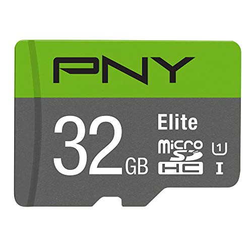 PNY Elite microSDHC-Speicherkarte 32GB + SD-Adapter, 100MB/s Lesegeschwindigkeit, Klasse 10 UHS-I, U1 für Full-HD-Video von PNY