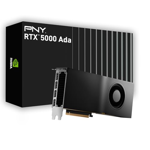 PNY NVIDIA RTX 5000 Ada Generation 32GB GDDR6 PCI Express 4.0 Dual Slot 4X DisplayPort, 8K Support, Ultraleiser aktiver Lüfter von PNY