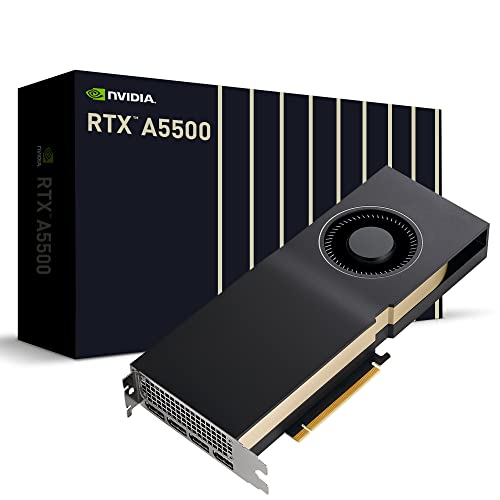 PNY NVIDIA RTX A5500 Professionelle Grafikkarte 24GB GDDR6 PCI Express 4.0 x16, Dual Slot, 4X DisplayPort, 8K Support, Ultraleiser aktiver Lüfter, 13659239000 von PNY