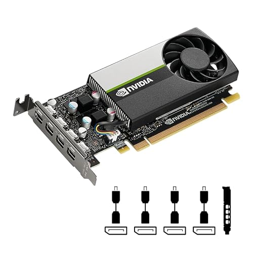 PNY Nvidia Quadro T1000 4 GB GDDR6 Single-Slot-Grafikkarte – 896 CUDA-Kerne, 128 Bit, 160 GB/s, 4 x Mini DisplayPort 1.4, 50 W Stromverbrauch, PCI Express 3.0 x16 – 8FFPN (einfach verpackt) (erneuert) von PNY