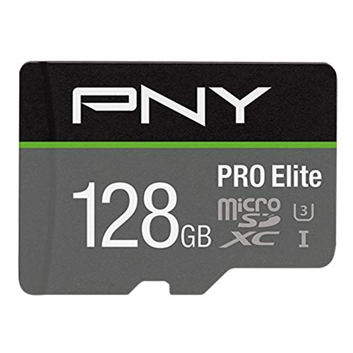 PNY PRO Elite 128GB microSDXC-Speicherkarte + SD-Adapter, 100MB/s Lesegeschwindigkeit, 90MB/s Schreibgeschwindigkeit, Klasse 10 UHS-I, U3, A1 App Performance, V30 für 4K-Video von PNY