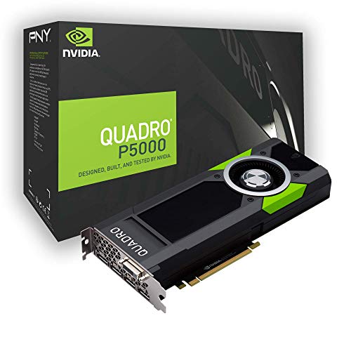 PNY Quadro P5000 Professional Grafikkarte 16GB GDDR5 PCI Express 3.0 x16, Dual Slot, 4x DisplayPort, 1x DVI-I DL, 5K Support, Ultra-leiser aktiver Lüfter von PNY