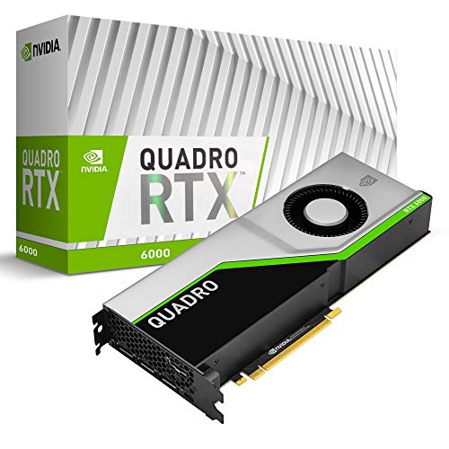 PNY Quadro RTX 6000 Professional Grafikkarte 24GB GDDR6 PCI Express 3.0 x16, Dual Slot, 4x DisplayPort, 8K Support, Ultra-leiser aktiver Lüfter von PNY