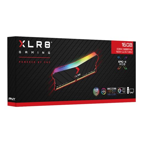 PNY XLR8 Gaming Epic-X RGB™ DDR4 3200MHz 16GB Desktop Memory Single Pack, MD16GD4320016XRGB, Schwarz von PNY