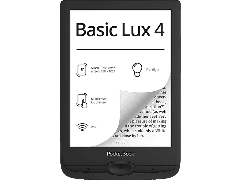 POCKETBOOK Basic Lux 4 - 8 GB eReader Schwarz von POCKETBOOK