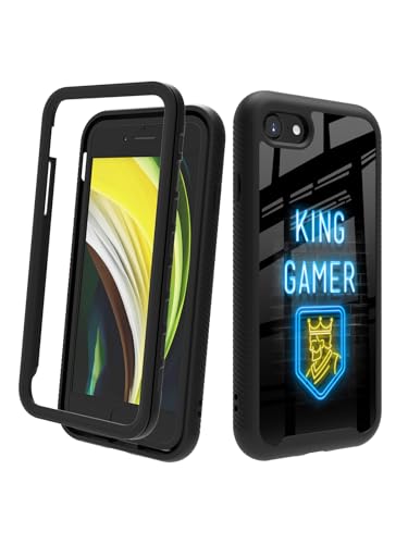 POCOOA King Gamer 131 Kompatibel mit iPhone SE 2022/2020 (3. / 2. Generation), iPhone 8/7, stoßfest, robust, doppellagig, für Jungen, Kinder, Herren von POCOOA