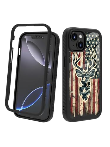 POCOOA Kompatibel mit iPhone 14 / iPhone 13 Hülle – robuste Ganzkörper-Schutzhülle für Damen und Herren, zweilagig, stoßfest, strapazierfähig, Motiv: Camouflage-Hirsch, amerikanische Flagge 113 POCOOA Kompatibel mit iPhone 14 / iPhone 13 Hülle – robuste Ganzkörper-Schutzhülle für Damen und Herren, zweilagig, stoßfest, strapazierfähig, Motiv: Camouflage-Hirsch, amerikanische Flagge 113 von POCOOA