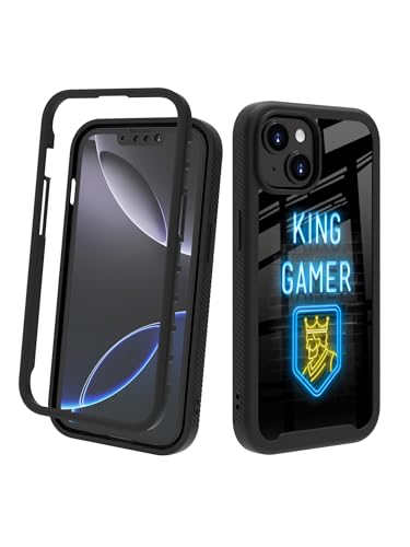 POCOOA Kompatibel mit iPhone 14 / iPhone 13 Hülle – robuste Ganzkörper-Schutzhülle für Jungen, Kinder, Herren, doppellagig, stoßfest, strapazierfähig, King Gamer 131 von POCOOA
