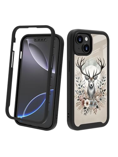 POCOOA Kompatibel mit iPhone 14 / iPhone 13 Hülle: Robuste Ganzkörper-Schutzhülle für Damen und Herren, zweilagig, stoßfest, strapazierfähig, Motiv: Hirsch, Blume, Mond 100 POCOOA Kompatibel mit iPhone 14 / iPhone 13 Hülle: Robuste Ganzkörper-Schutzhülle für Damen und Herren, zweilagig, stoßfest, strapazierfähig, Motiv: Hirsch, Blume, Mond 100 von POCOOA