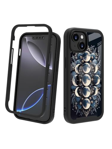 POCOOA Kompatibel mit iPhone 14 / iPhone 13 Hülle: Robuste Ganzkörper-Schutzhülle für Damen und Mädchen, zweilagig, stoßfest, strapazierfähig, Motiv: Mondphasen-Blumenmuster 044 POCOOA Kompatibel mit iPhone 14 / iPhone 13 Hülle: Robuste Ganzkörper-Schutzhülle für Damen und Mädchen, zweilagig, stoßfest, strapazierfähig, Motiv: Mondphasen-Blumenmuster 044 von POCOOA