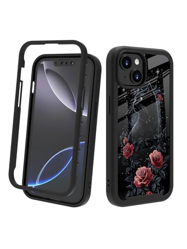 POCOOA Kompatibel mit iPhone 14 / iPhone 13 Hülle: Robuste Ganzkörper-Schutzhülle für Damen und Mädchen, zweilagig, stoßfest, strapazierfähig, Vintage-Stil, schwarze Katze, Rose, Blume, 017 POCOOA Kompatibel mit iPhone 14 / iPhone 13 Hülle: Robuste Ganzkörper-Schutzhülle für Damen und Mädchen, zweilagig, stoßfest, strapazierfähig, Vintage-Stil, schwarze Katze, Rose, Blume, 017 von POCOOA