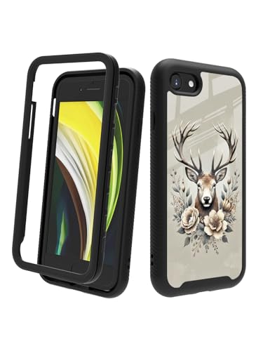 POCOOA Kompatibel mit iPhone SE 2022/2020 (3./2. Generation), iPhone 8/7, stoßfeste, robuste, doppellagige Schutzhülle für Damen und Herren, Hirschblume 101 von POCOOA